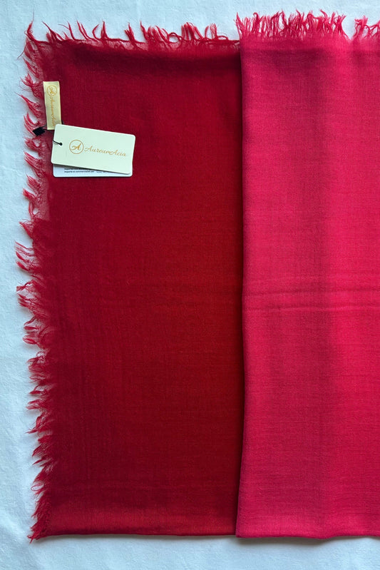 Super Fine Wool Stole with Ombre pattern in Red to Pink Shades