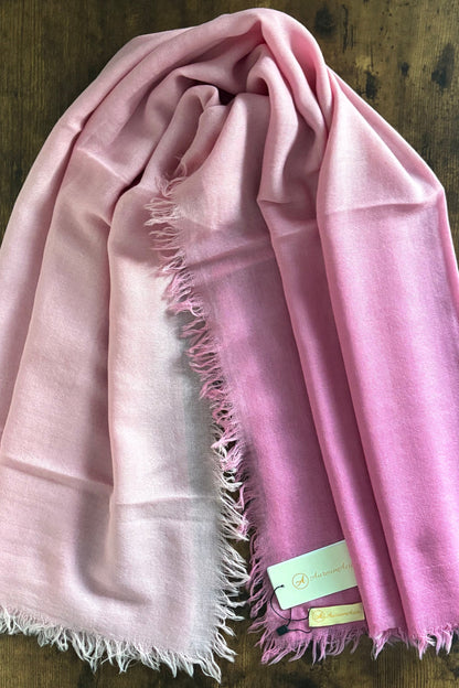 Super Fine Wool Stole with Ombre pattern and in shades of pink