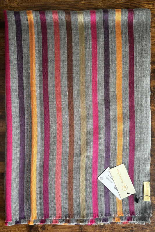 Dark Grey Stole with Multicolour Stripes