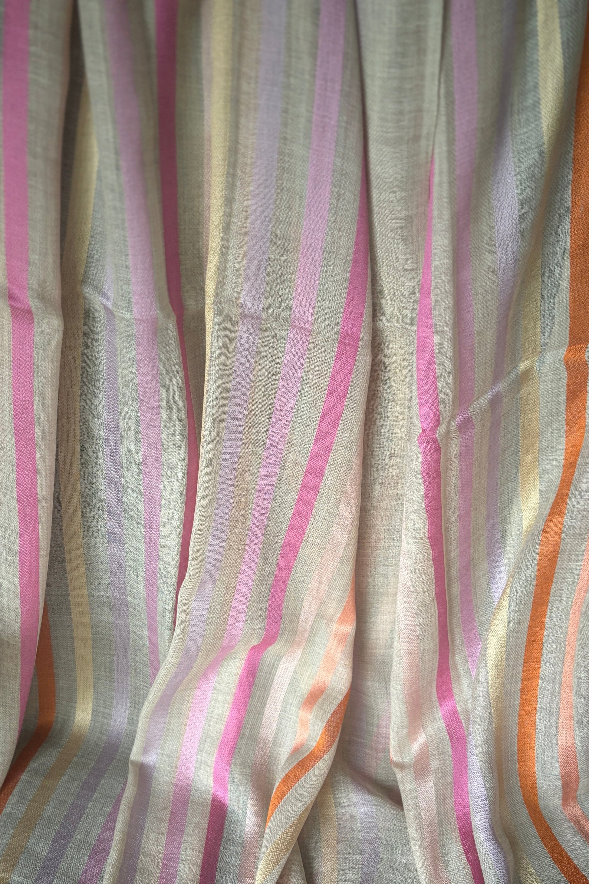 Stone Coloured Stole with Multicolour Stripes