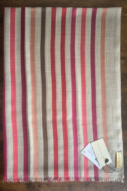 Stone Coloured Stole with Multicolour Stripes