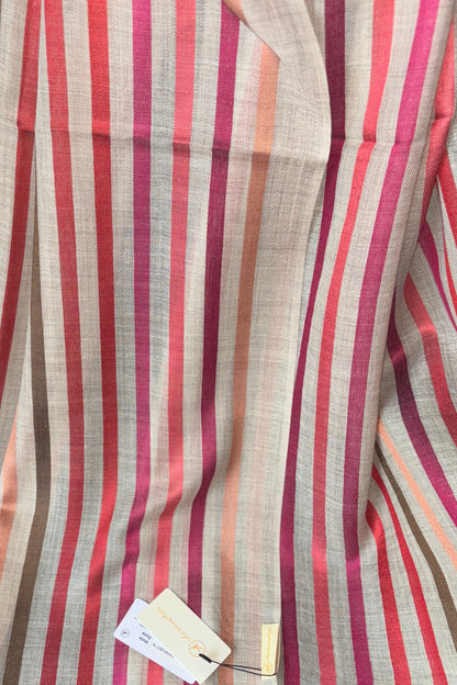 Stone Coloured Stole with Multicolour Stripes