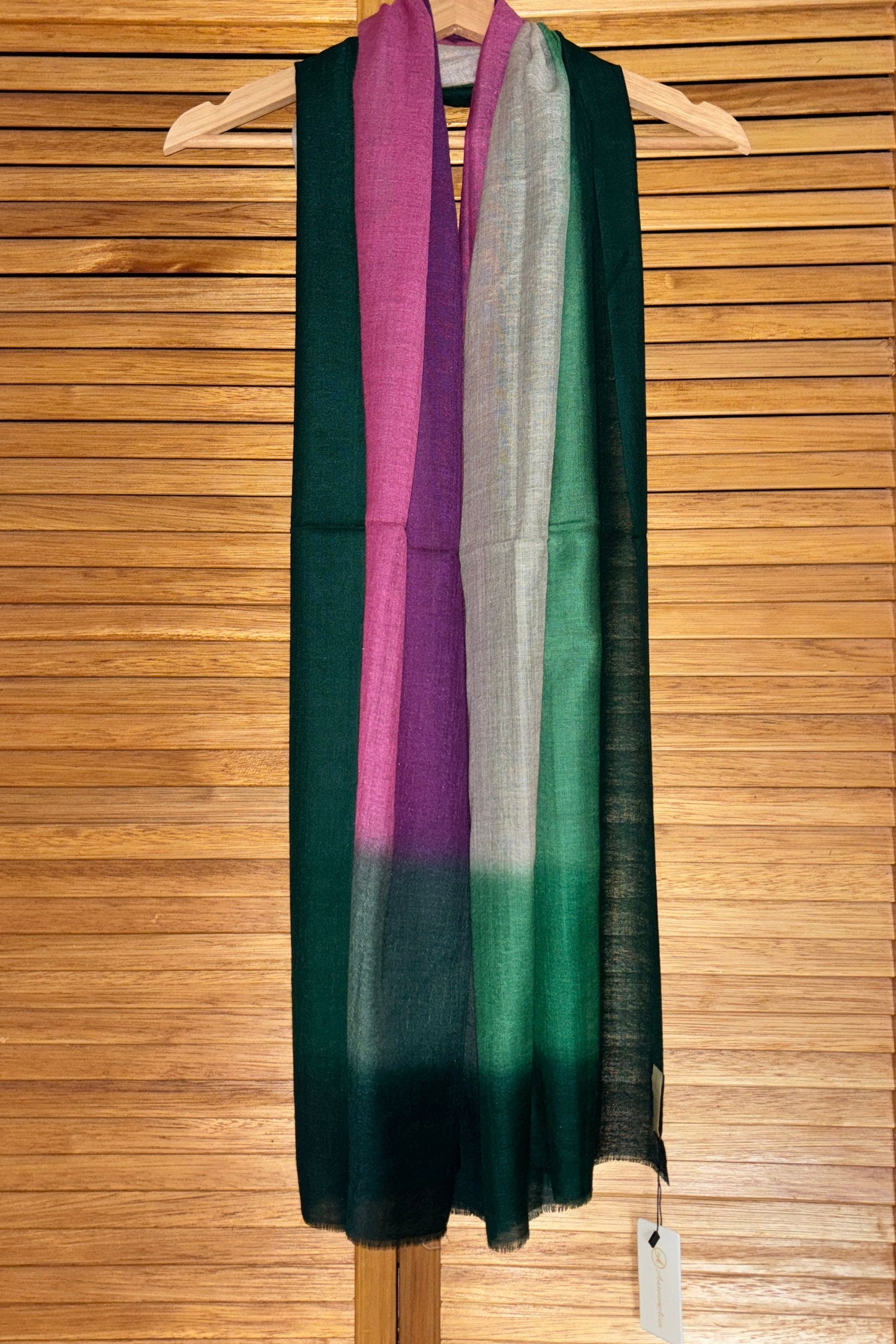 Ombre Stole in Green and Magenta on Brown Base