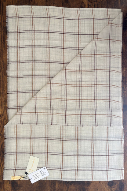 Cream Stole-Check Pattern-Chocolate & Brown