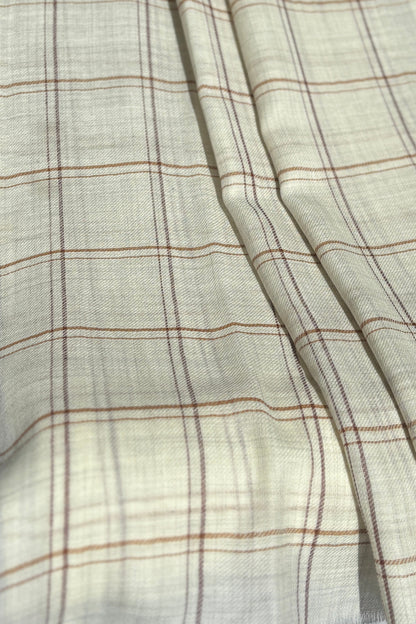 Cream Stole-Check Pattern-Chocolate & Brown