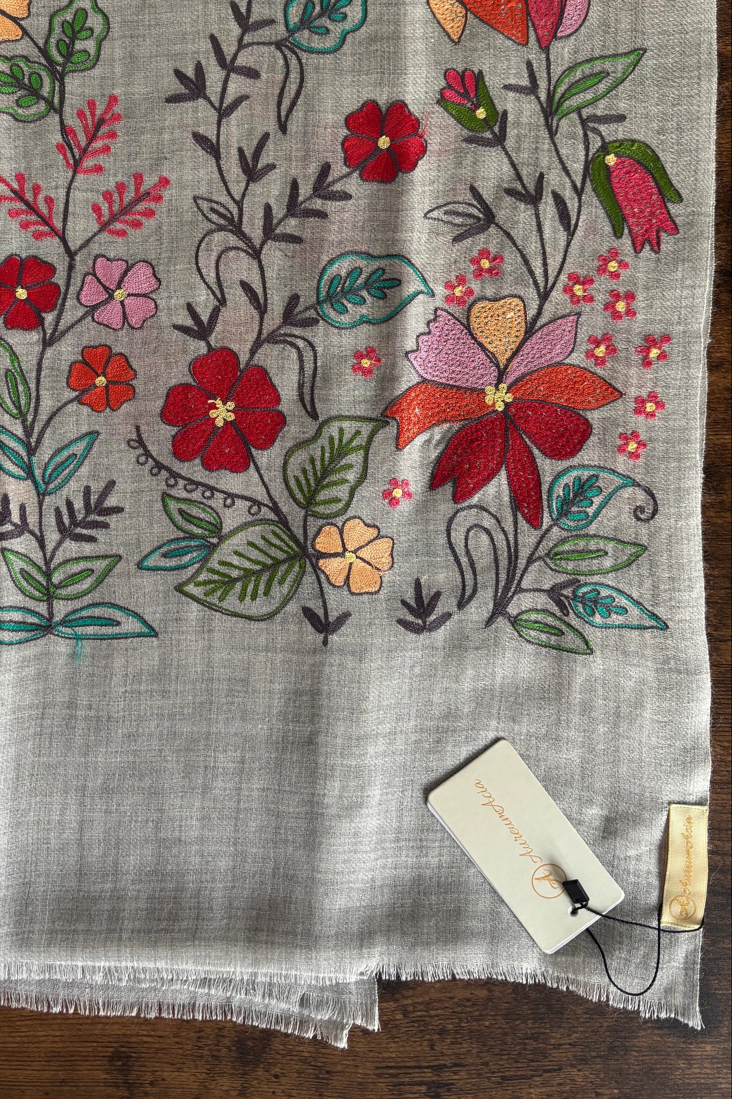 Woollen Stole with Multicolour Silk Embroidery