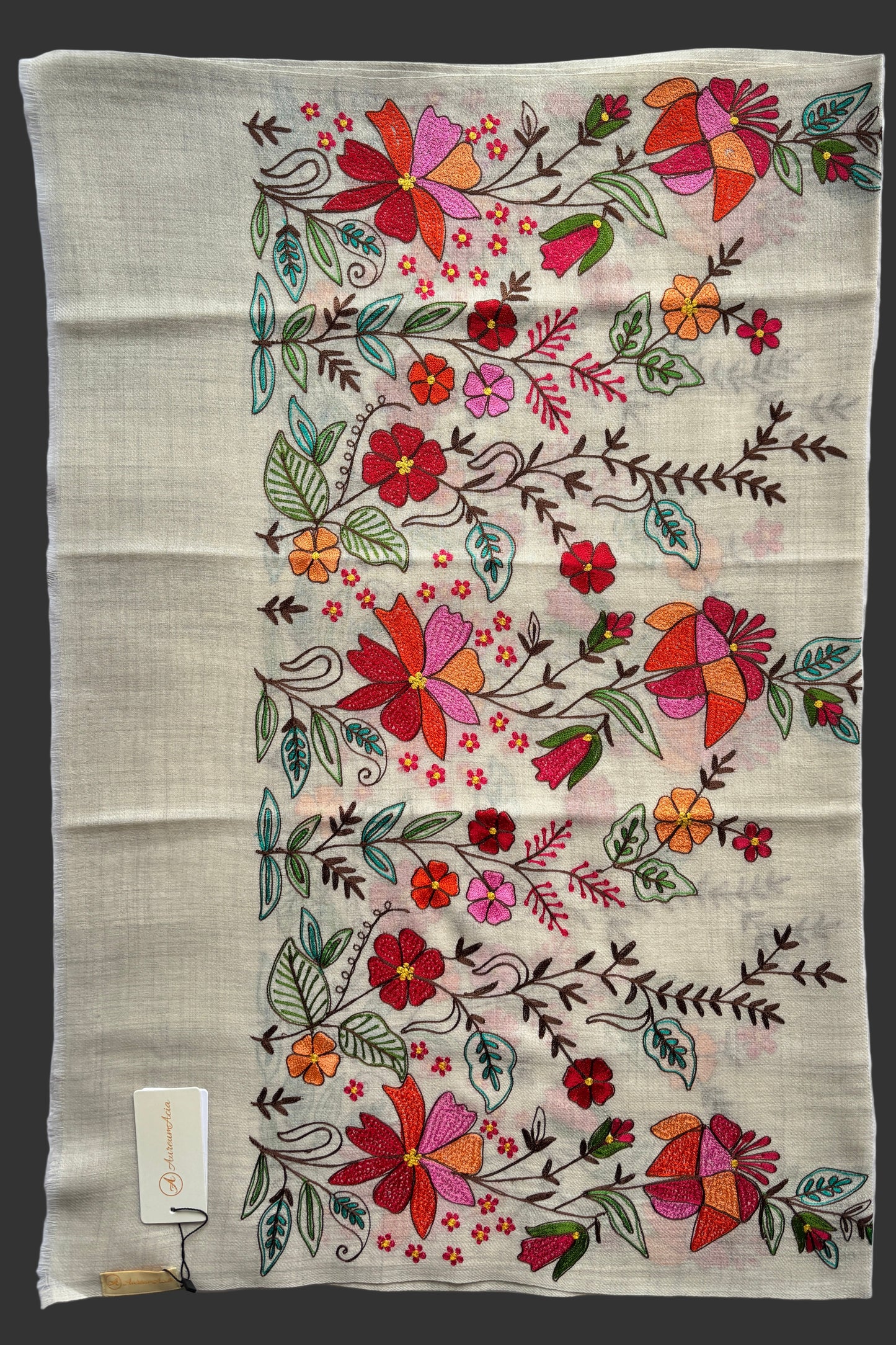 Woollen Stole with Multicolour Silk Embroidery