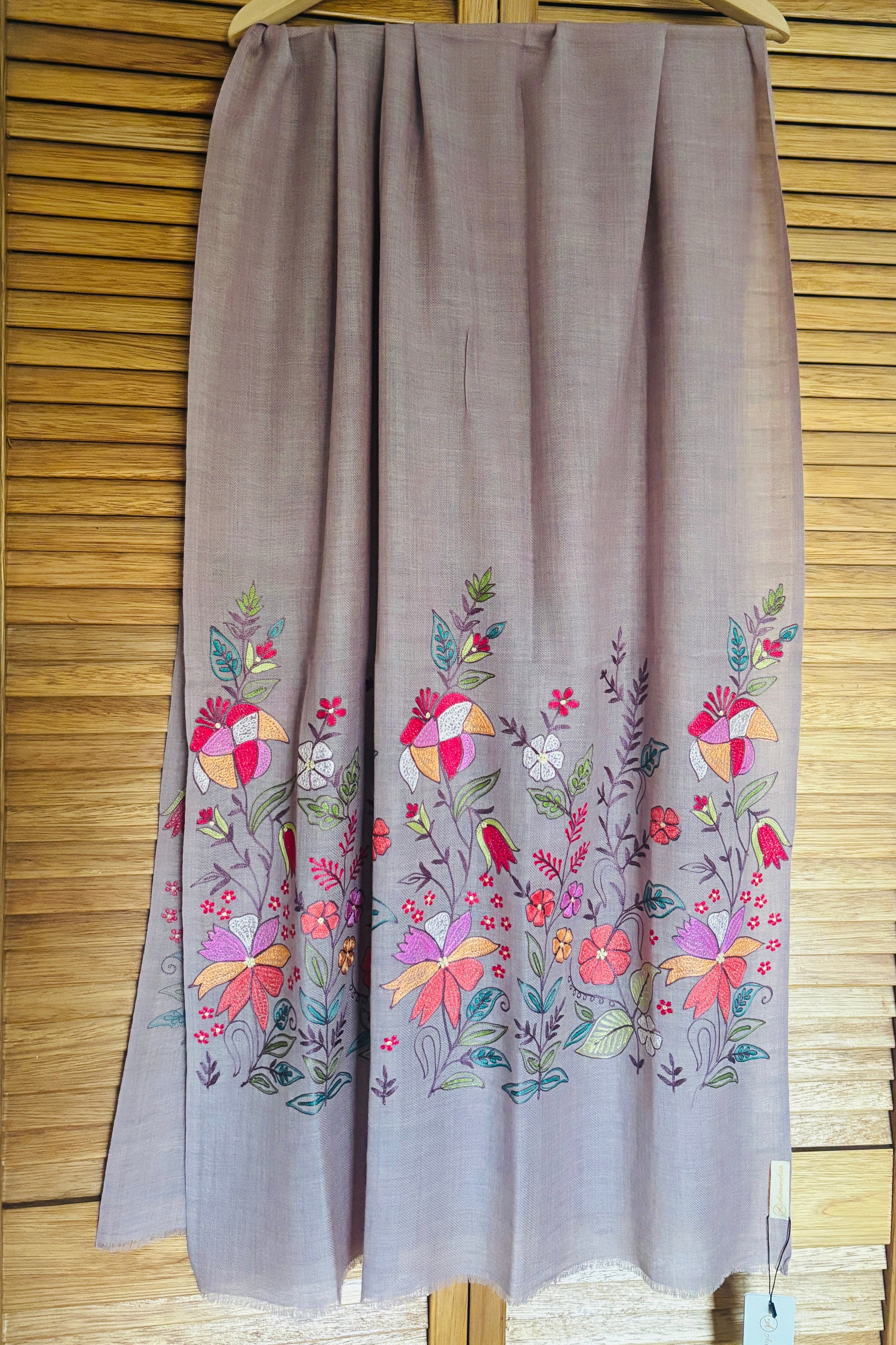 Woollen Stole with Multicolour Silk Embroidery