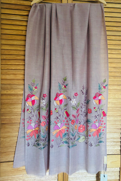 Woollen Stole with Multicolour Silk Embroidery