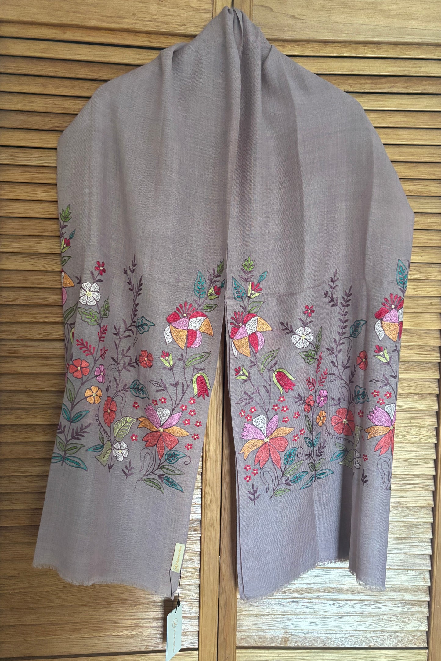 Woollen Stole with Multicolour Silk Embroidery