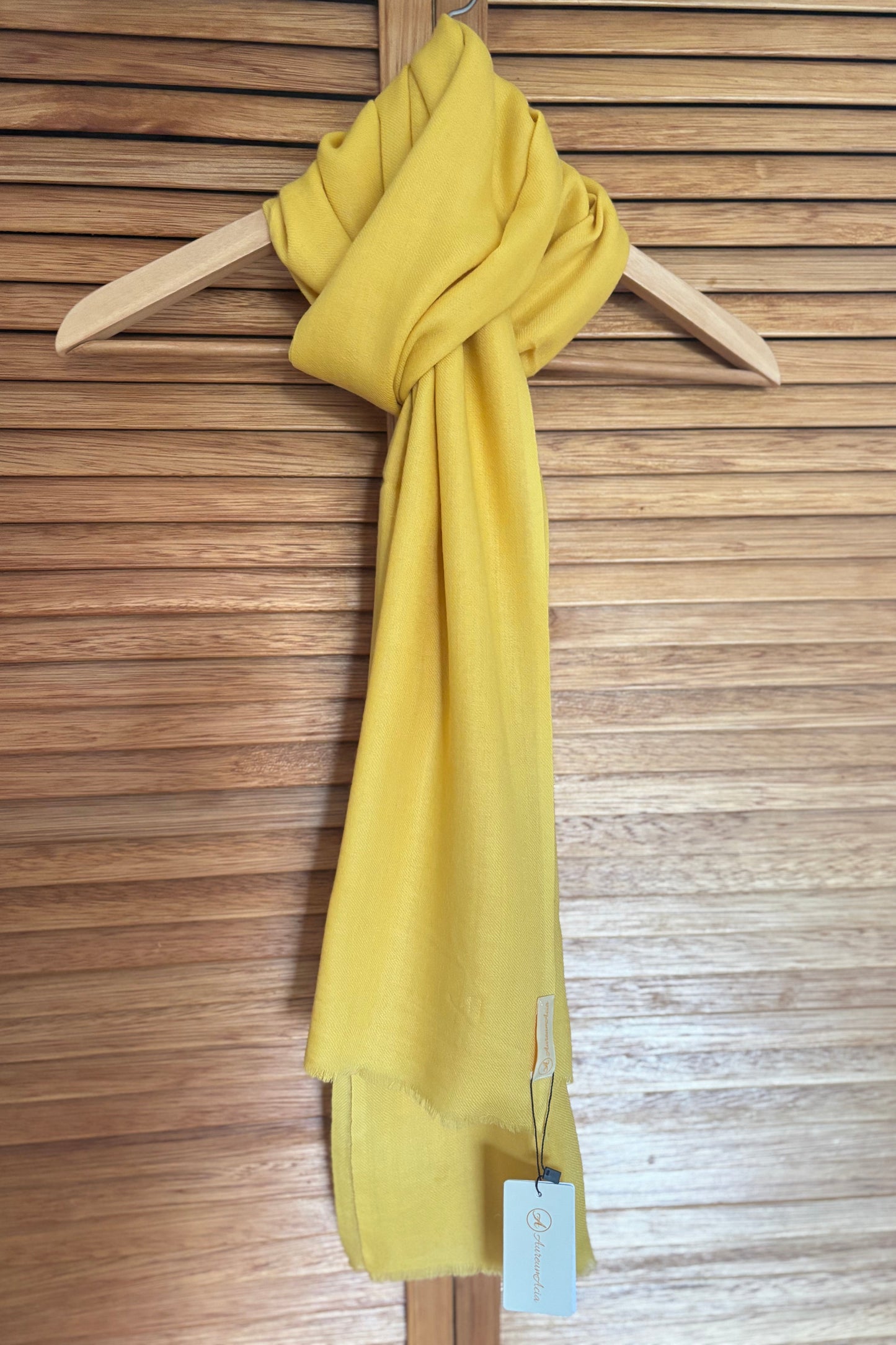 Solid Yellow Wool-Cashmere Stole