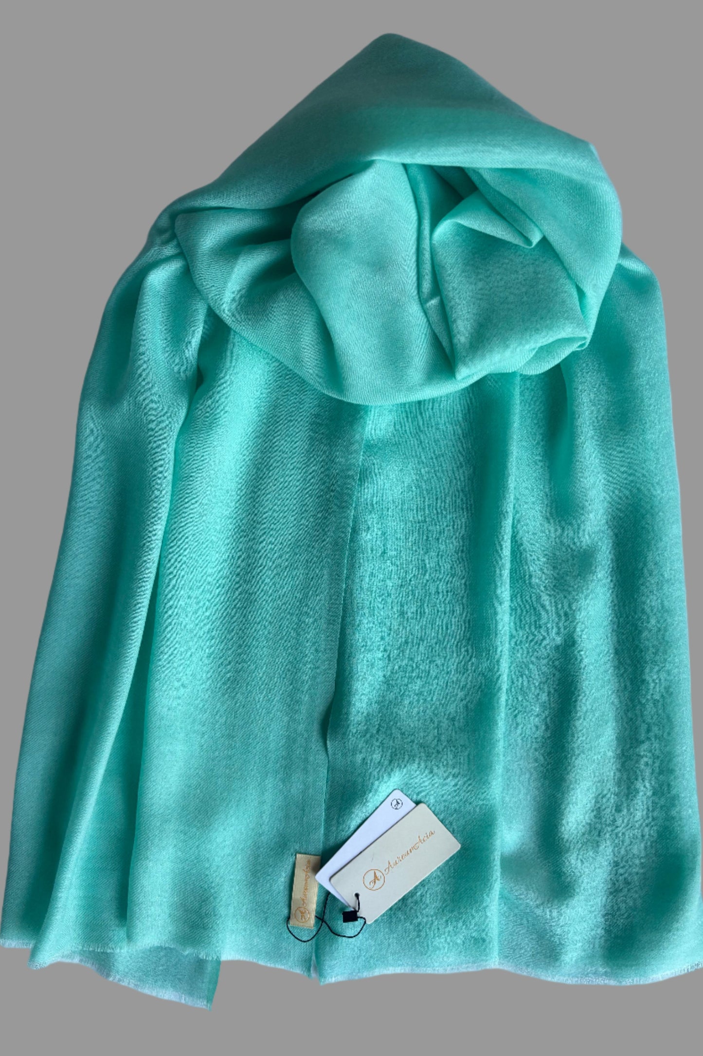 Aquamarine Solid plain stole made of cashmere and wool