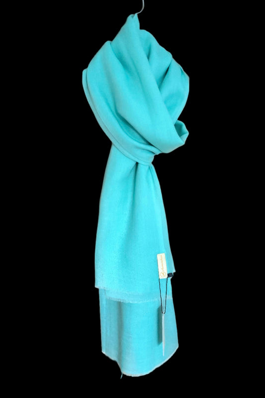 Aquamarine Solid plain stole made of cashmere and wool