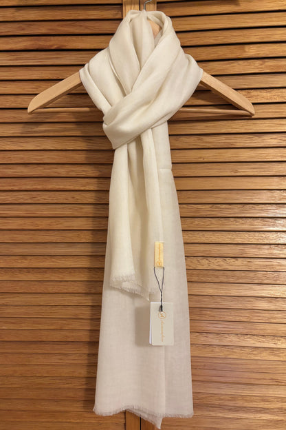 Solid Cream Wool-Cashmere Stole