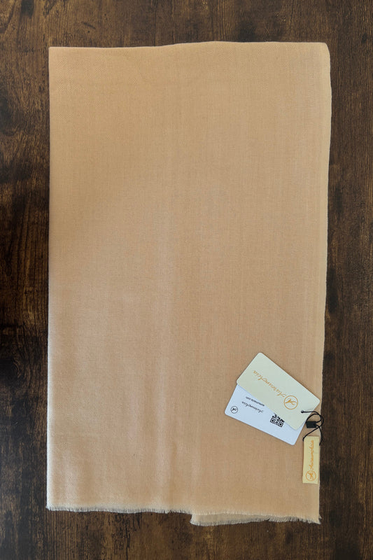 Solid Peach Wool-Cashmere Stole
