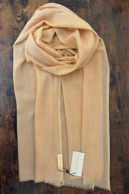 Solid Peach Wool-Cashmere Stole