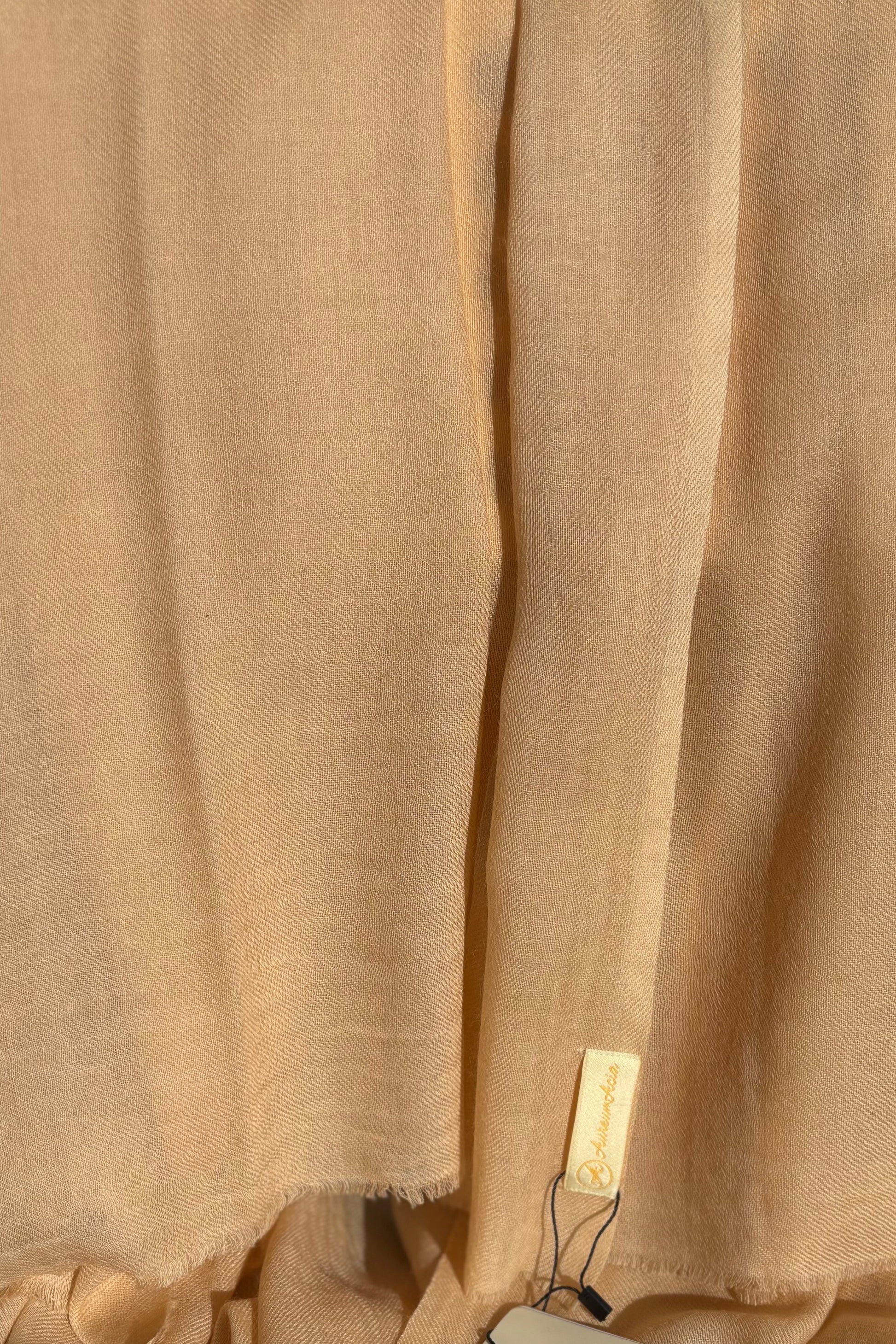 Solid Peach Wool-Cashmere Stole