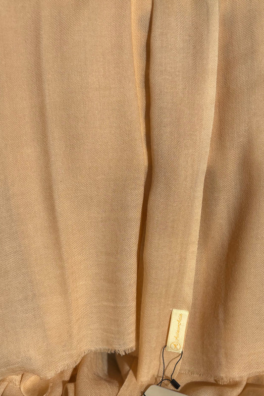 Solid Peach Wool-Cashmere Stole