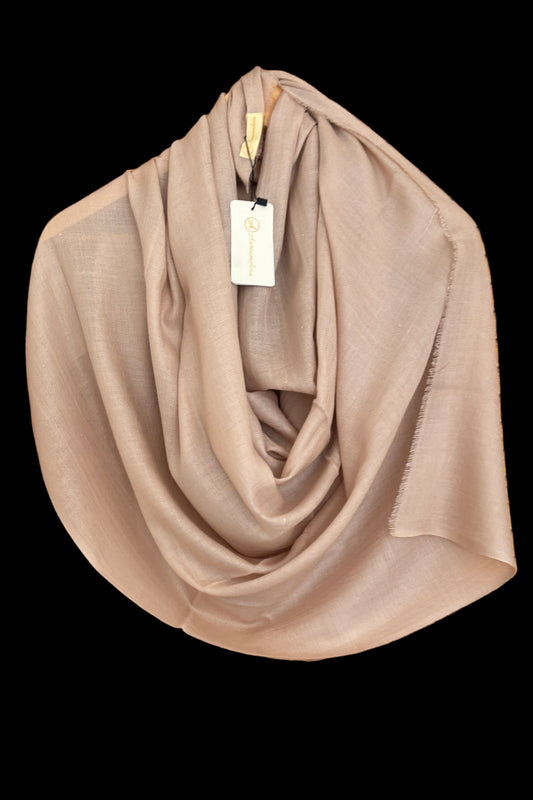 Apricot solid stole of silk, cashmere and wool 