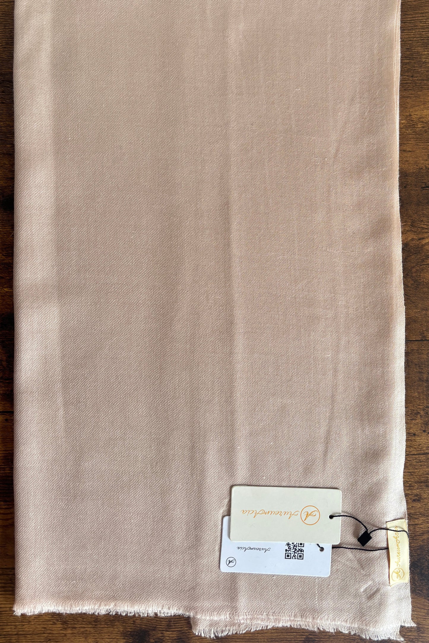 Apricot solid stole of silk, cashmere and wool 