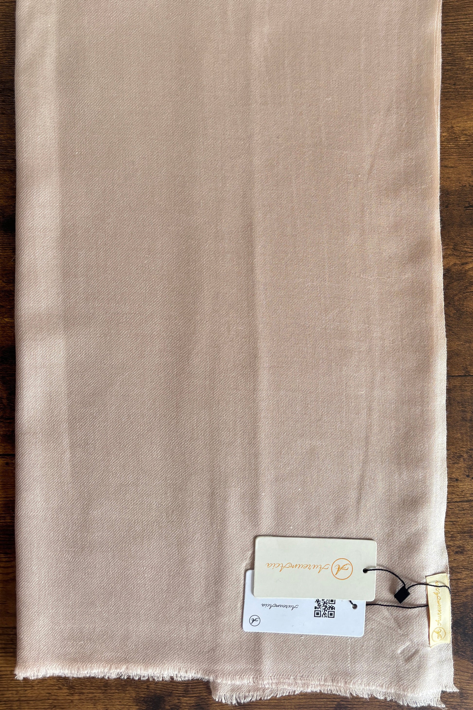 Apricot solid stole of silk, cashmere and wool 