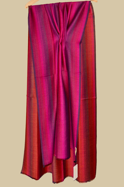 Hot pink and rust colour lined wool stole