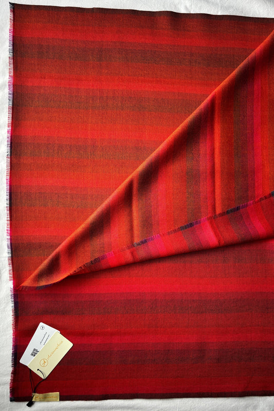 Red and rust colour lined wool stole