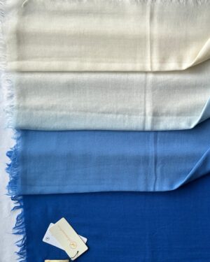 Blue, White, Sky Blue ombre scarf in Super Fine Wool