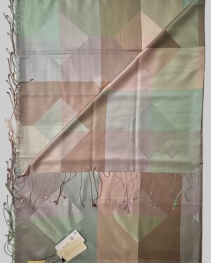 100% Silk -Designer Scarf- Sea Green, Mauve, Pink and Brown