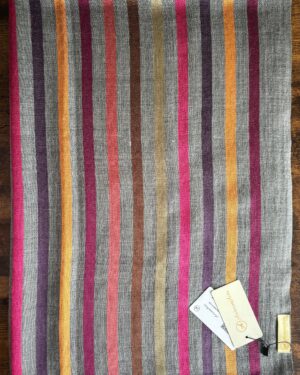 Dark Grey Scarf with Multicolour Stripes