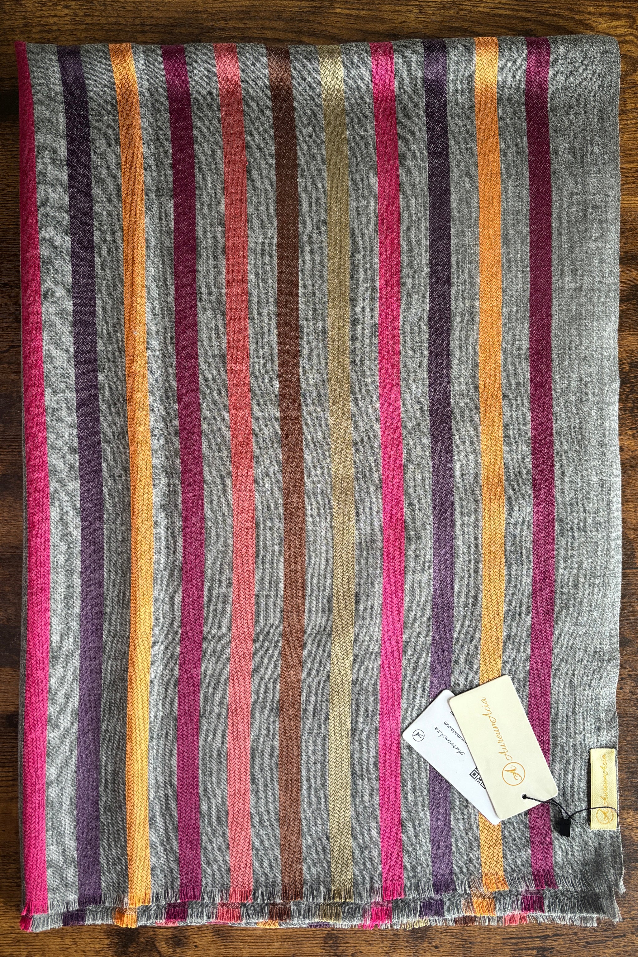 Dark Grey Scarf with Multicolour Stripes