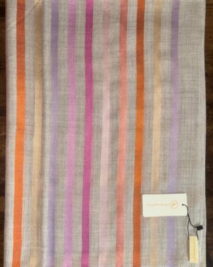Stone Coloured Scarf with Multicolour Stripes