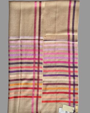 Wool-Silk Scarf with Rainbow Edge-Light Brown 