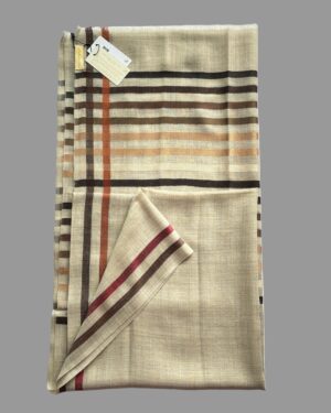 Light Brown coloured Wool-Silk Scarf with Rainbow Edge