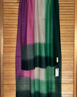 Ombre Scarf in Green and Magenta on Brown Base