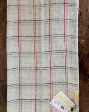 Cream Scarf-Check Pattern-Orange & Grey