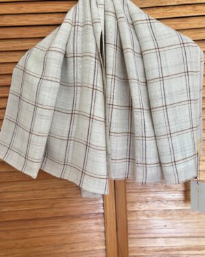 Cream Scarf-Check Pattern-Chocolate & Brown