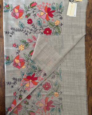 Woollen Scarf with Multicolour Silk Embroidery