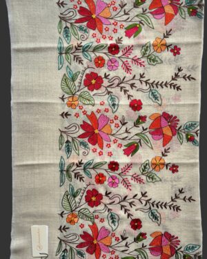 Woollen Scarf with Multicolour Silk Embroidery