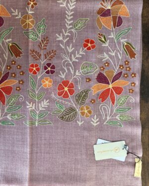 Woollen Scarf with Multicolour Silk Embroidery