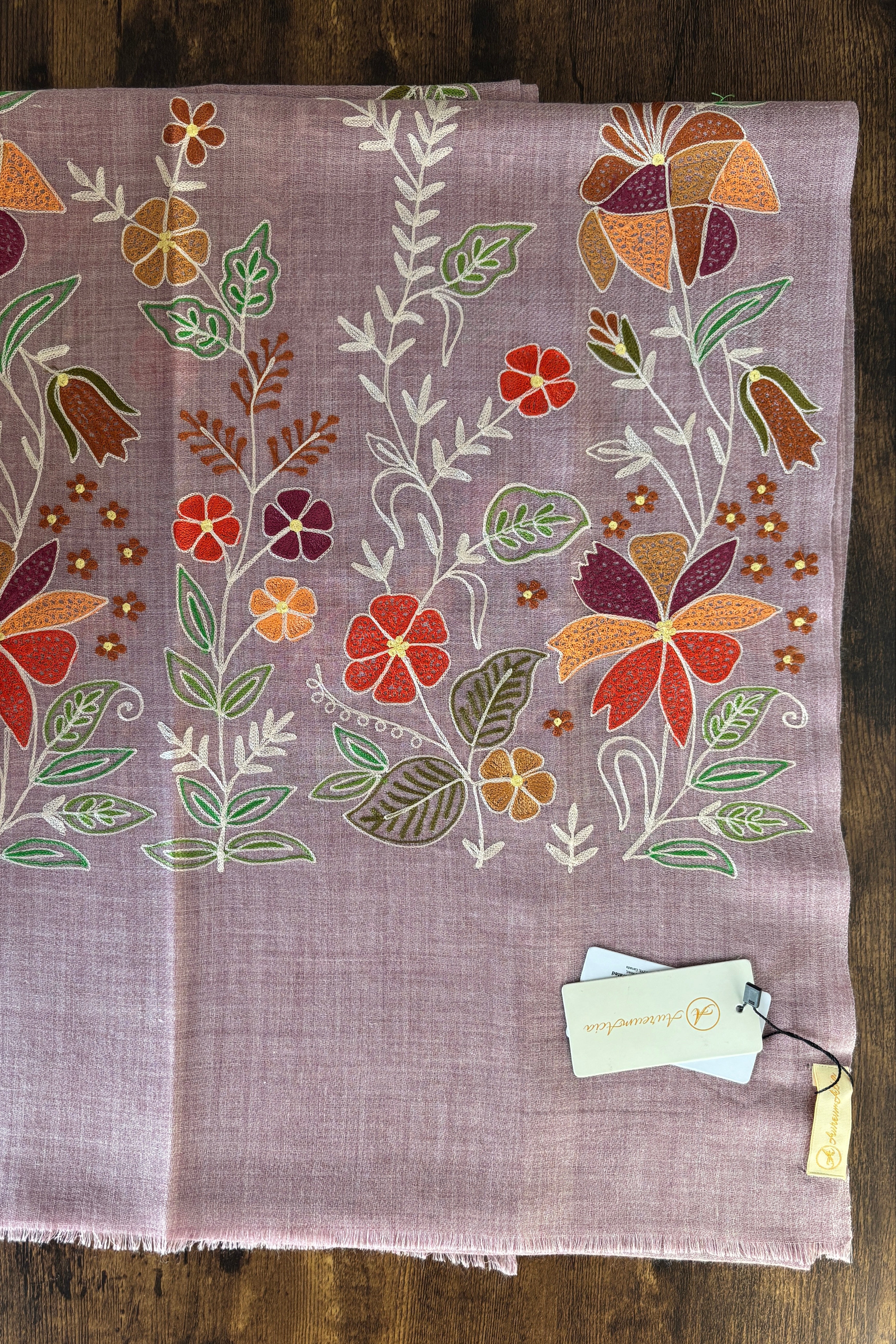 Woollen Scarf with Multicolour Silk Embroidery