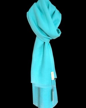 Aquamarine Solid plain scarf made of cashmere and wool