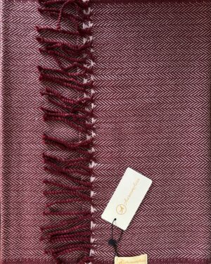 Maroon and light pink Herringbone scarf with fringes at ends 