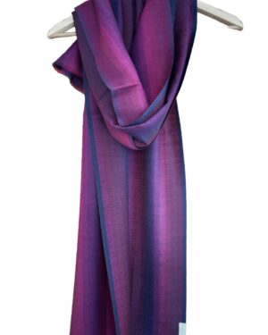 Navy and magenta colour lined wool scarf